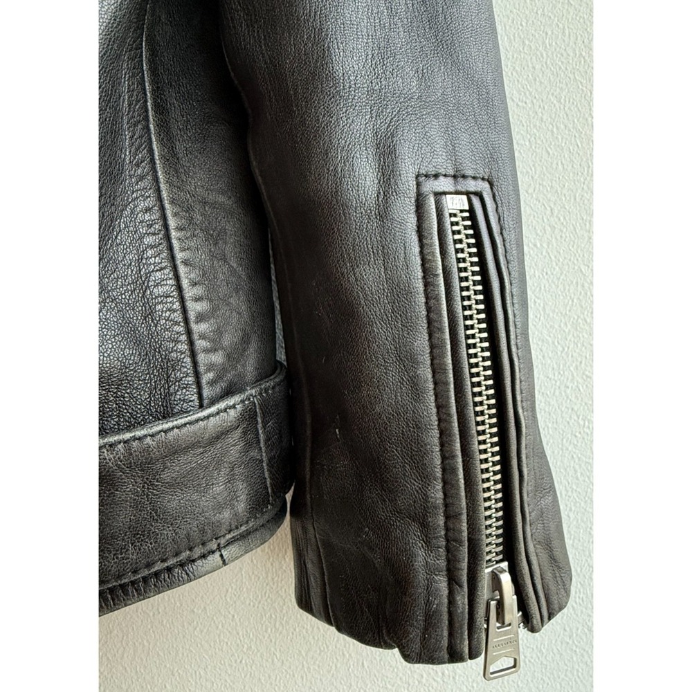 ALLSaints Women's Small Billie Relaxed Fit Mid Leather Biker Jacket $700 EUC - Picture 5 of 16